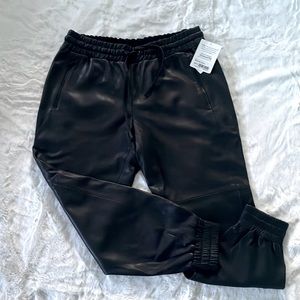 DEREK LAM/ATHLETA LAMB LEATHER JOGGERS NWT LARGE